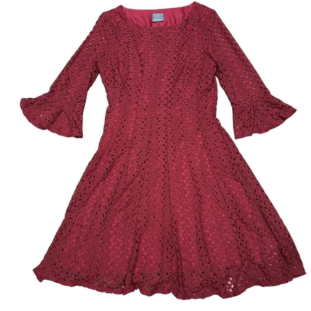 RABBIT RABBIT DESIGNS Womens Lace Bell Sleeve Dress Size S Romantic Boho Chic